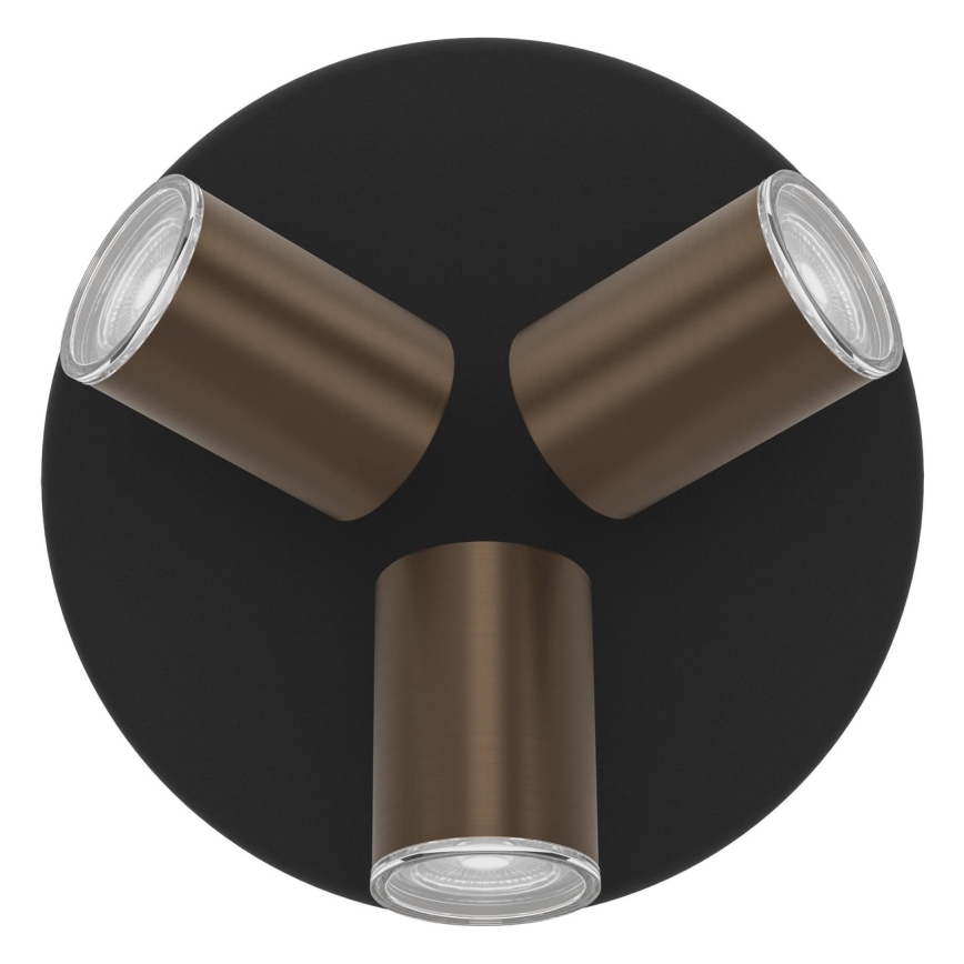 Eglo - Faretto da bagno 3xGU10/5W/230V IP44 nero/marrone