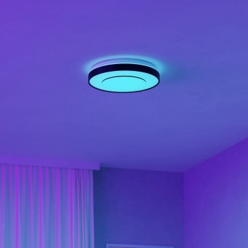 Eglo 300688 - Plafoniera LED RGBW dimmerabile MONTERIGGIONI-Z LED/18,5W/230V 2700-6500K Ø 38,4 cm nera + telecomando