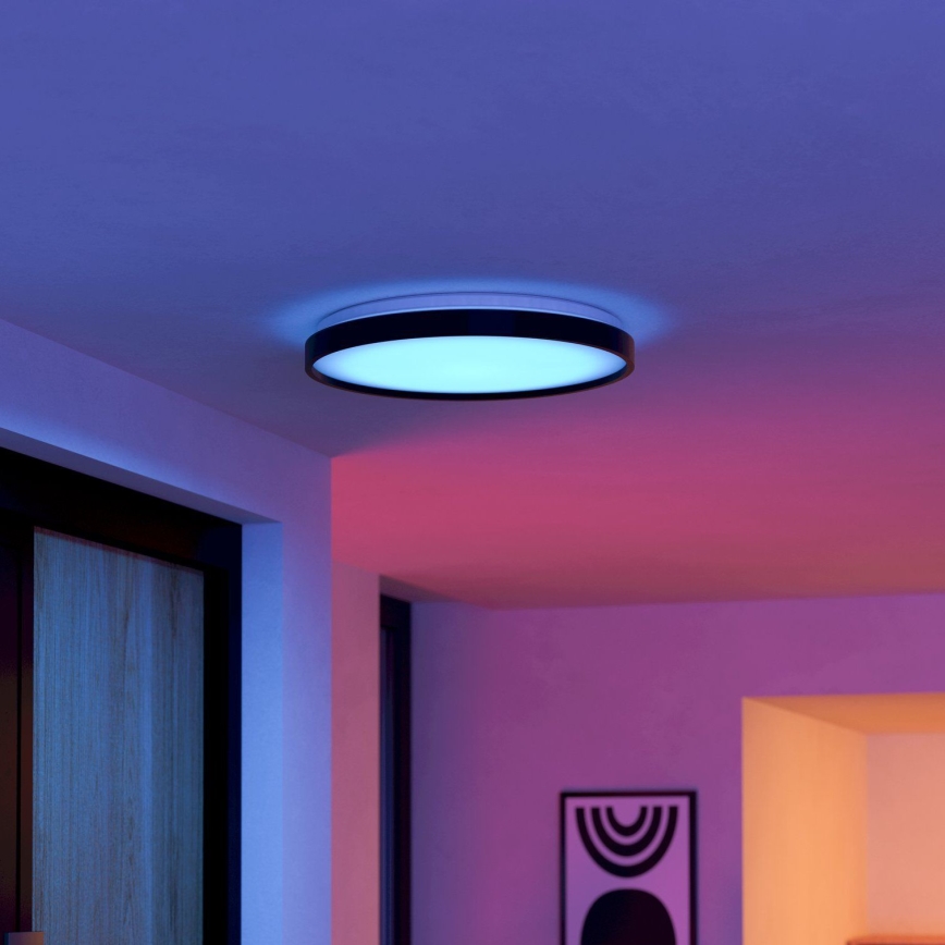 Eglo 300692 - LED RGBW Plafoniera dimmerabile MOZONCILLO-Z LED/28,3W/230V 2700-6500K Ø 48,4 cm nera + telecomando