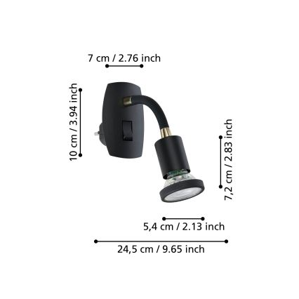 Eglo - Lampada LED a spina 1xGU10/4,5W/230V nera