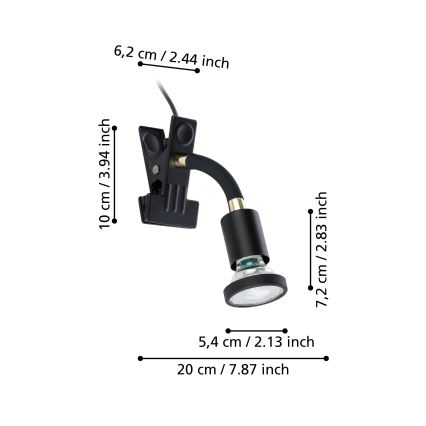 Eglo - Lampada LED con clip 1xGU10/4,5W/230V nera