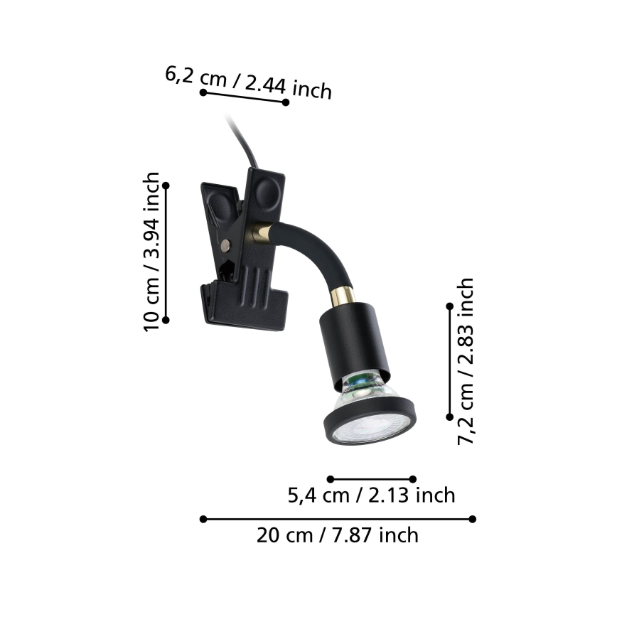 Eglo - Lampada LED con clip 1xGU10/4,5W/230V nera