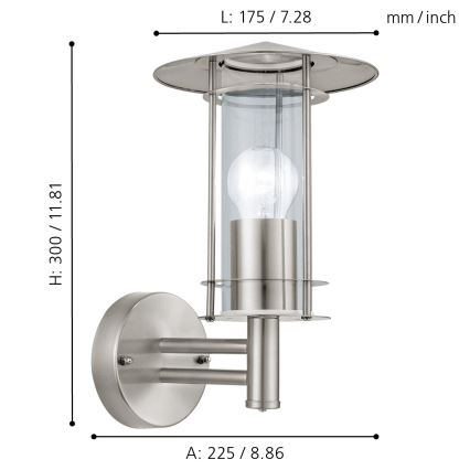 Eglo - Lampada da esterno 1xE27/60W/230V