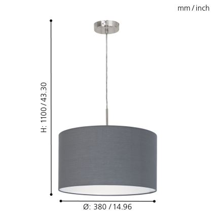 Eglo - Lampadario a sospensione con filo 1xE27/60W/230V