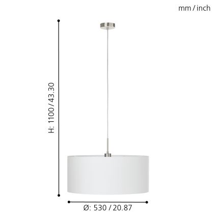 Eglo - Lampadario a sospensione con filo 1xE27/60W/230V