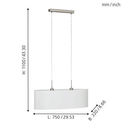 Eglo - Lampadario a sospensione con filo 2xE27/60W/230V