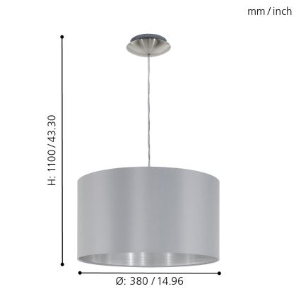 Eglo - Lampadario a sospensione con filo 1xE27/60W/230V