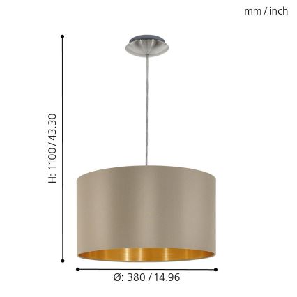 Eglo - Lampadario a sospensione con filo 1xE27/60W/230V