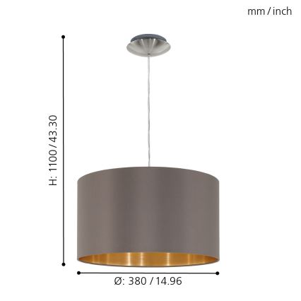 Eglo - Lampadario a sospensione con filo 1xE27/60W/230V