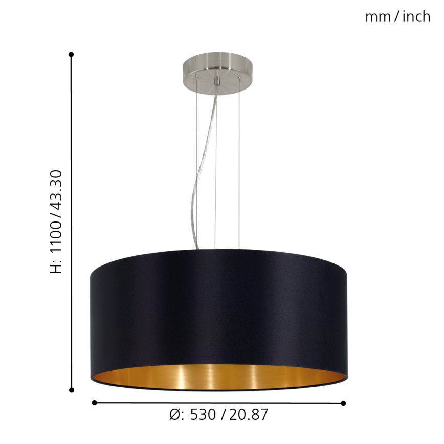 Eglo - Lampadario a sospensione con filo 3xE27/60W/230V