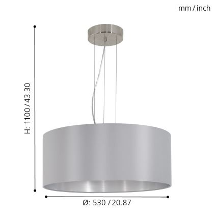 Eglo - Lampadario a sospensione con filo 3xE27/60W/230V