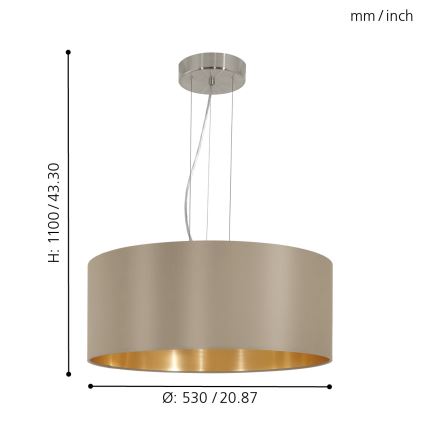 Eglo - Lampadario a sospensione con filo 3xE27/60W/230V