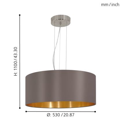 Eglo - Lampadario a sospensione con filo 3xE27/60W/230V