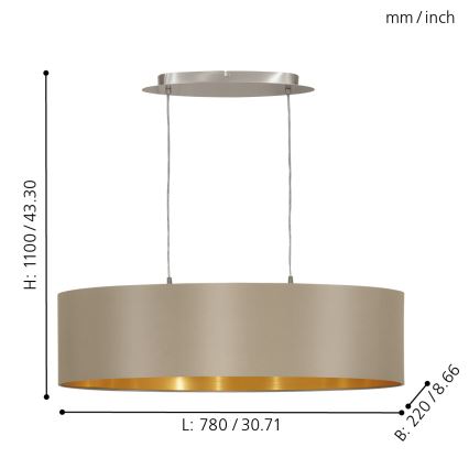 Eglo - Lampadario a sospensione con filo 2xE27/60W/230V