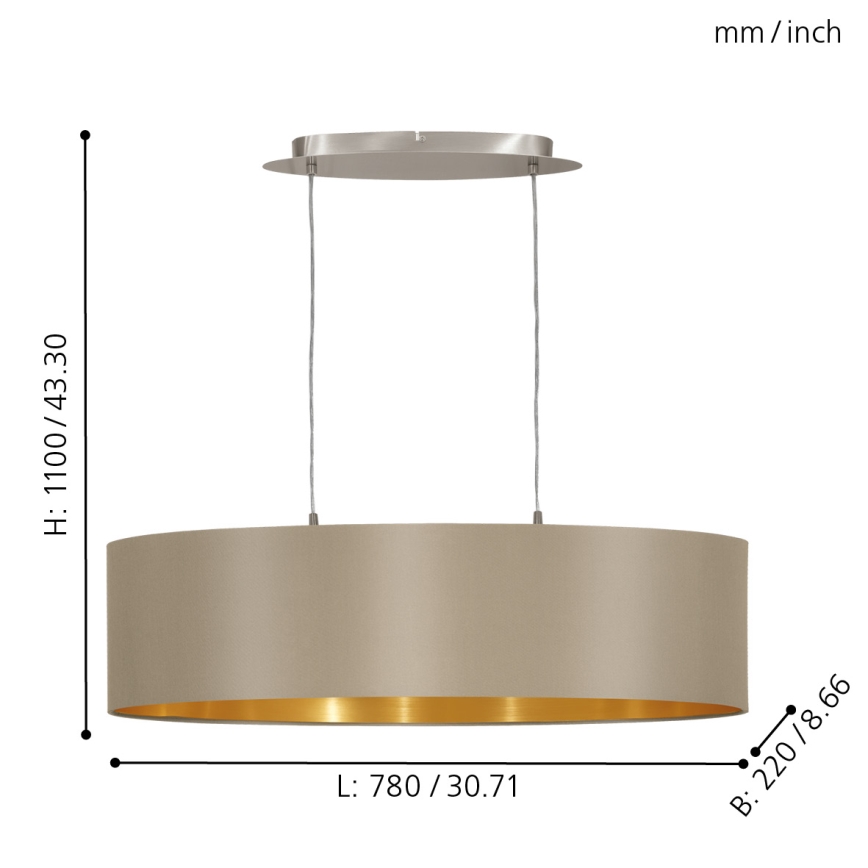 Eglo - Lampadario a sospensione con filo 2xE27/60W/230V