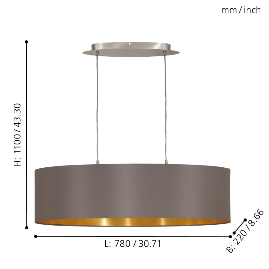 Eglo - Lampadario a sospensione con cavo 2xE27/60W/230V