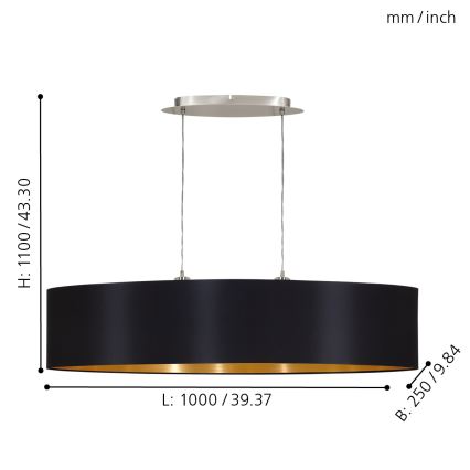 Eglo - Lampadario a sospensione con filo 2xE27/60W/230V