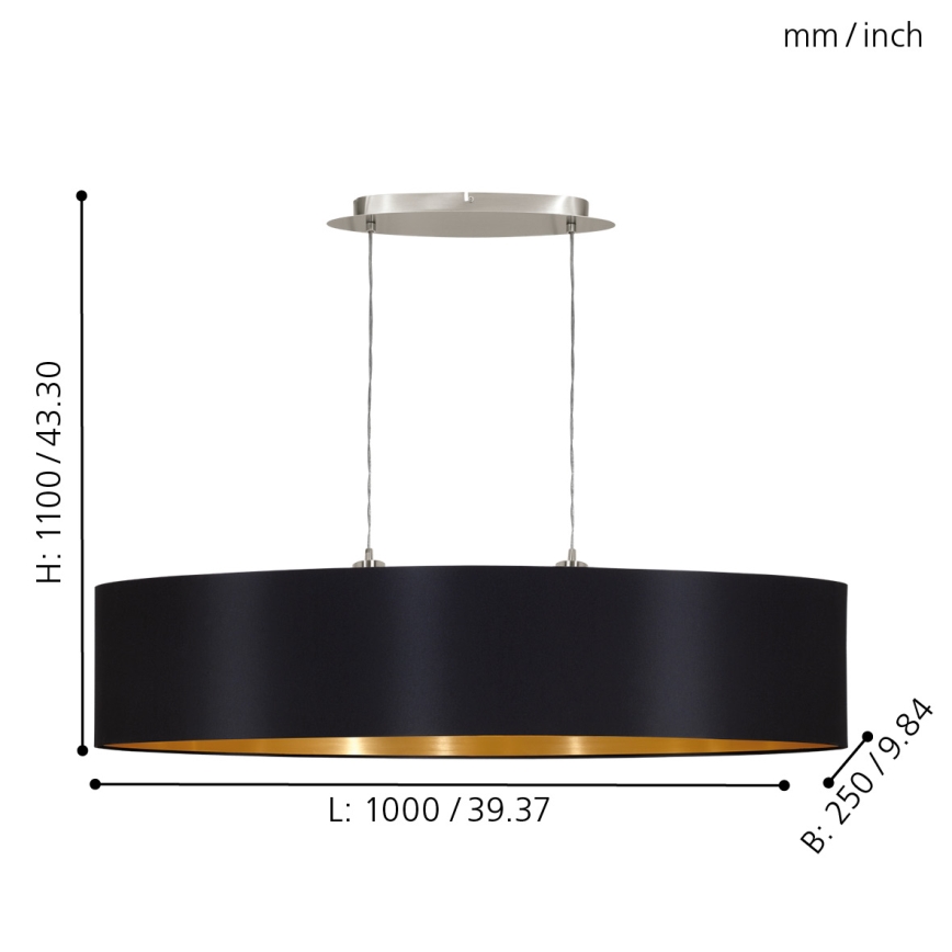 Eglo - Lampadario a sospensione con filo 2xE27/60W/230V