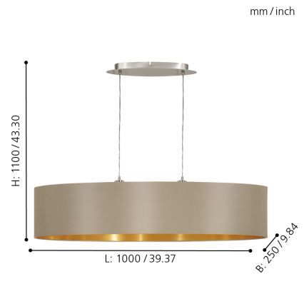 Eglo - Lampadario a sospensione con filo 2xE27/60W/230V