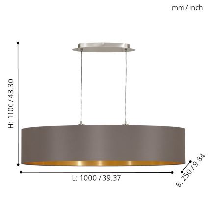 Eglo - Lampadario a sospensione con filo 2xE27/60W/230V
