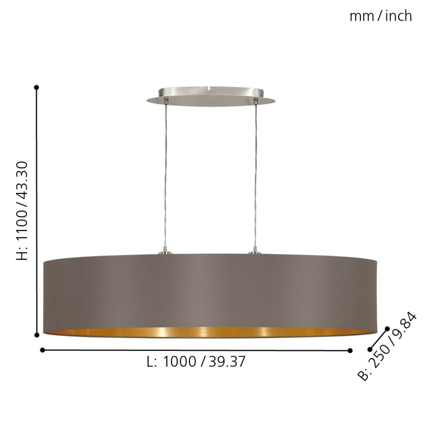 Eglo - Lampadario a sospensione con filo 2xE27/60W/230V