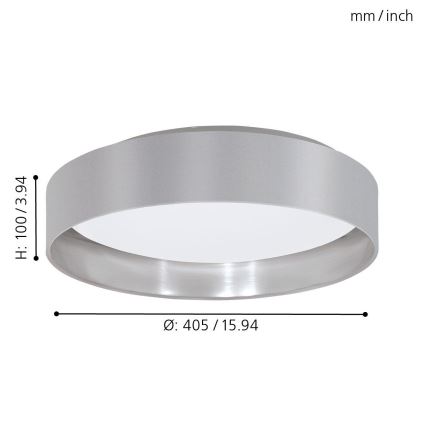 Eglo 31623 - Plafoniera LED MASERLO LED/16W/230V 3000K Ø 40,5 cm grigio/argento