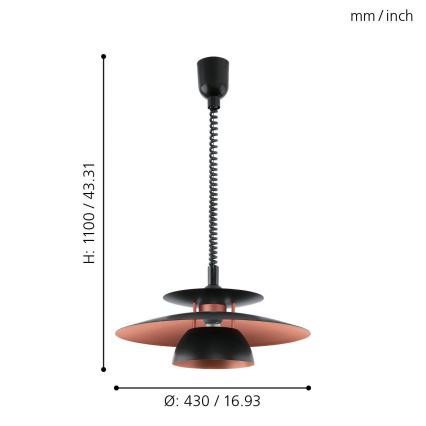 Eglo - Lampadario regolabile 1xE27/60W/230V