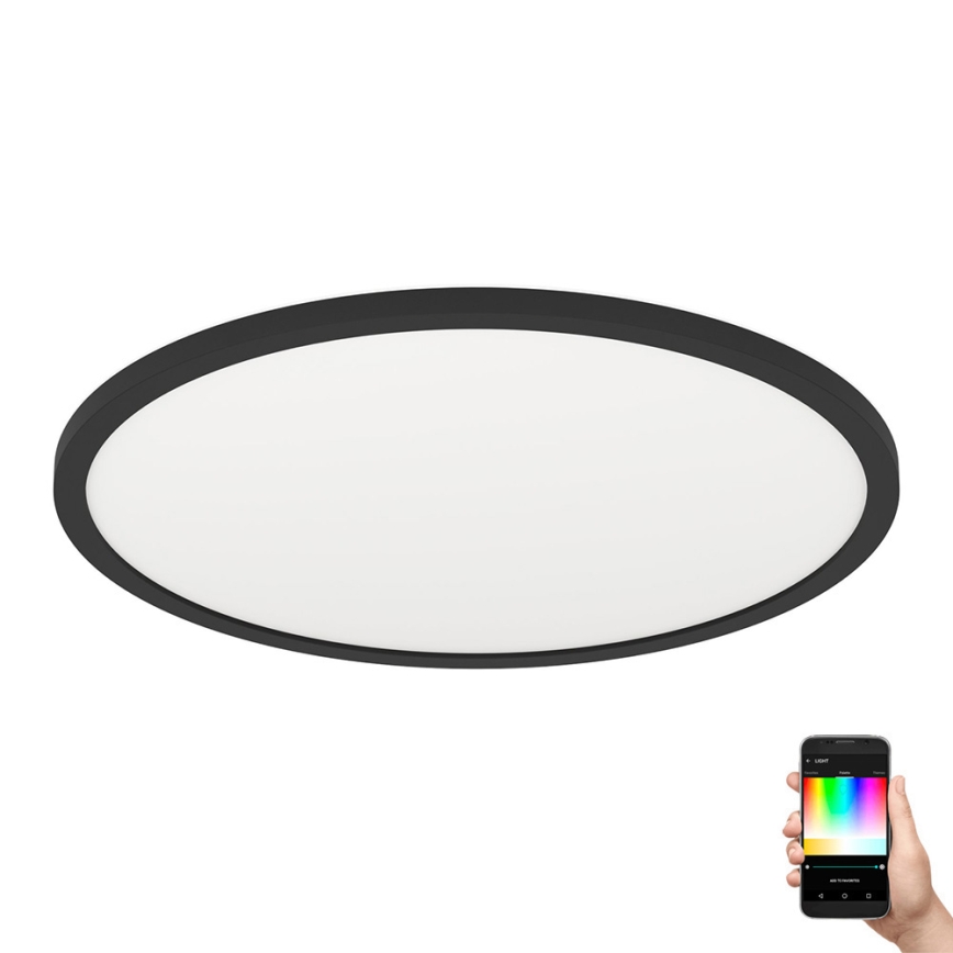 Eglo 31704 - Plafoniera LED RGBW dimmerabile ROVITO-Z 1xLED/16,5W/230V 2700-6500K Ø 42 cm nera + telecomando
