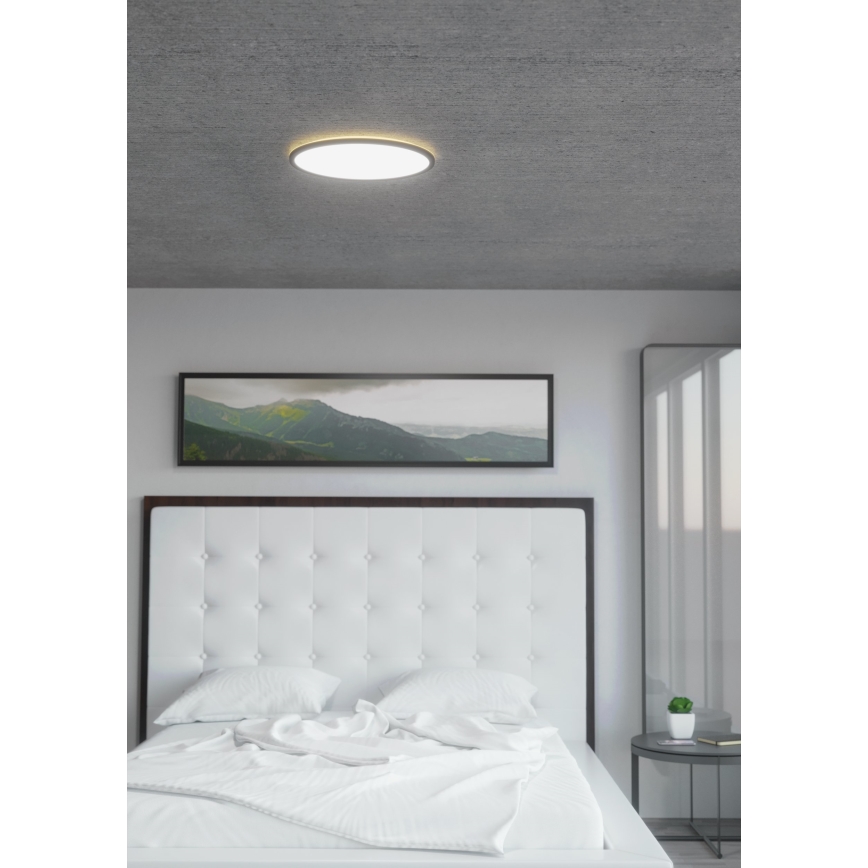 Eglo 31704 - Plafoniera LED RGBW dimmerabile ROVITO-Z 1xLED/16,5W/230V 2700-6500K Ø 42 cm nera + telecomando