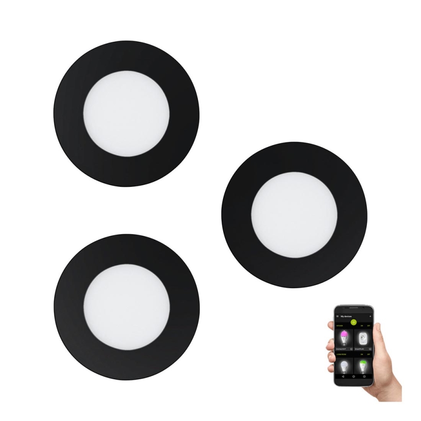 Eglo 31743 - SET 3x Luce da incasso LED da bagno dimmerabile FUEVA-Z 1xLED/2,8W/230V 2700-6500 IP44 nero