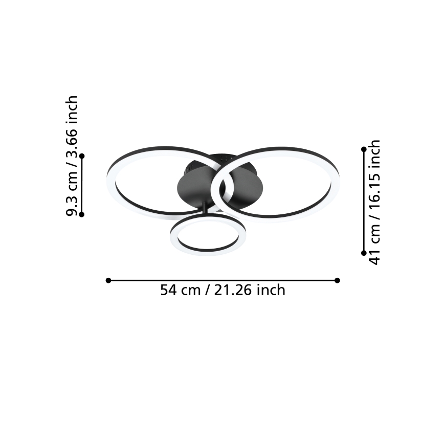 Eglo 31771 - Plafoniera LED dimmerabile PARRAPOS-Z LED/33W/230V 3000-6500K nero