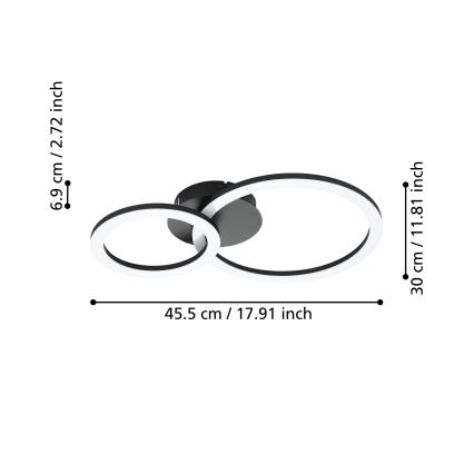 Eglo 31772 - Plafoniera LED dimmerabile PARRAPOS-Z LED/15W/230V 3000-6500K nero