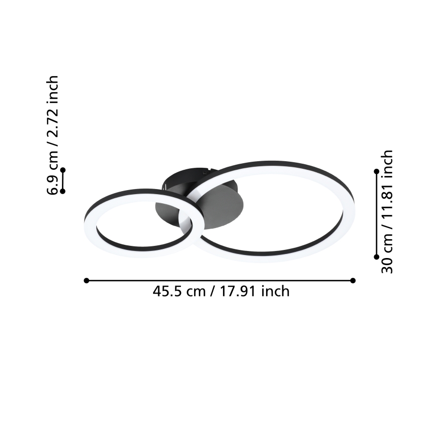 Eglo 31772 - Plafoniera LED dimmerabile PARRAPOS-Z LED/15W/230V 3000-6500K nero