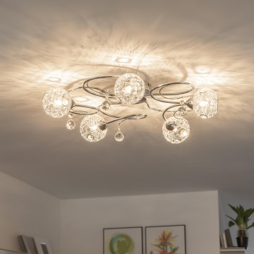 Eglo 32103 - Lampadario LED a montaggio superficiale VELAGO 5xG9/33W/230V, cromo lucido