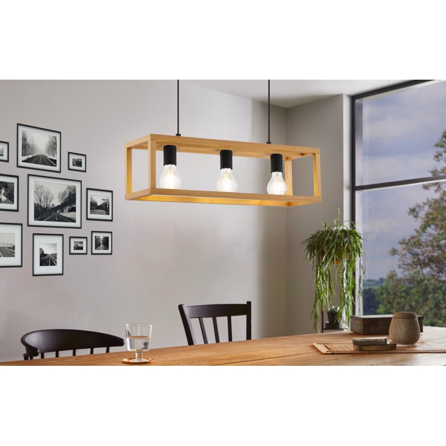 Eglo 32144 - Lampadario a sospensione con cavo BLACKCROWN 3xE27/40W/230V marrone