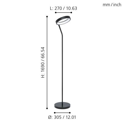 Eglo 32327 - Lampada da terra LED RGBW dimmerabile MARGHERA-C LED/15,5W/230V 2700-6500K nera