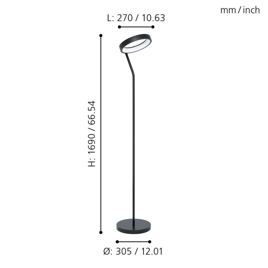 Eglo 32327 - Lampada da terra LED RGBW dimmerabile MARGHERA-C LED/15,5W/230V 2700-6500K nera