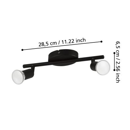 Eglo - Faretto LED 2xGU10/2,8W/230V 3000K nero