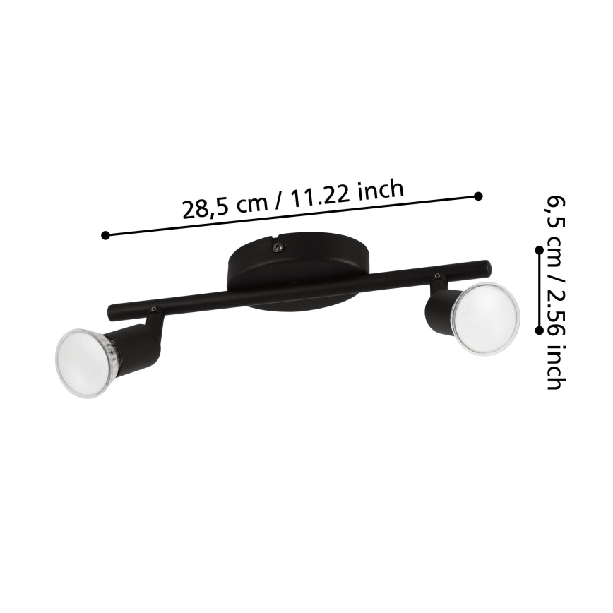 Eglo - Faretto LED 2xGU10/2,8W/230V 3000K nero