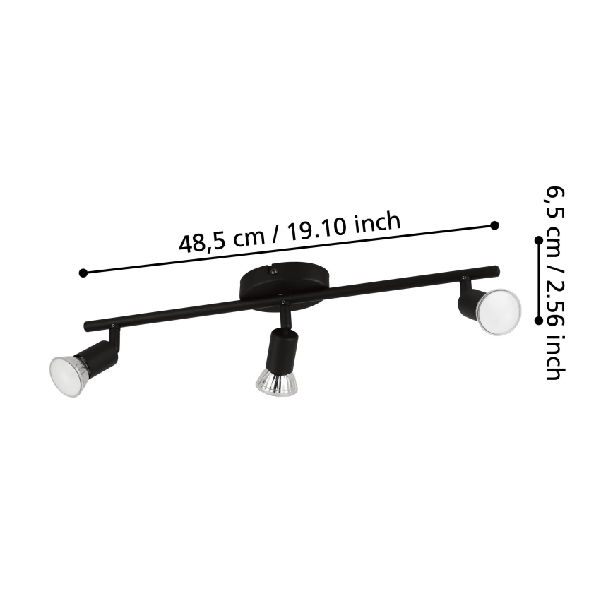 Eglo - Faretto LED 3xGU10/2,8W/230V 3000K nero