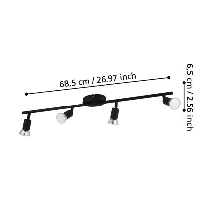 Eglo - Faretto LED 4xGU10/2,8W/230V 3000K nero