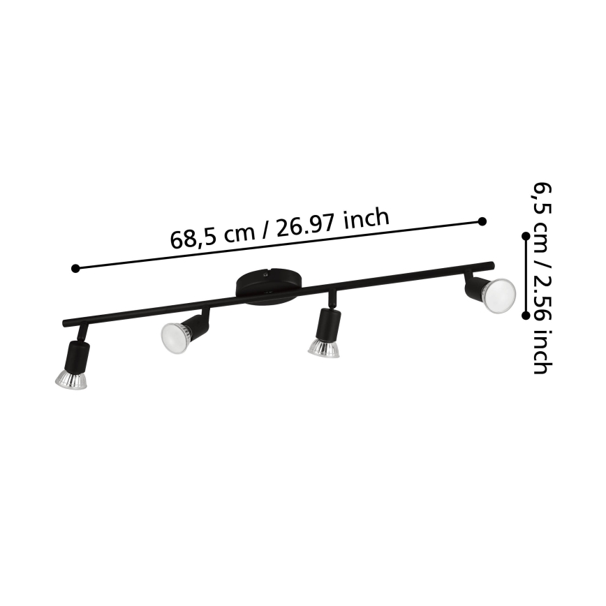 Eglo - Faretto LED 4xGU10/2,8W/230V 3000K nero