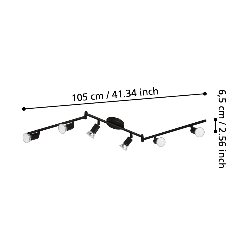 Eglo - Faretto LED 6xGU10/2,8W/230V 3000K nero