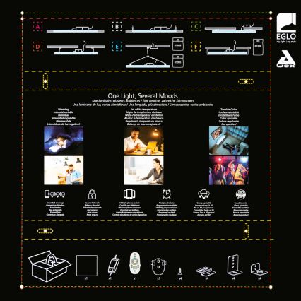 Eglo 32547 - LED RGBW Pannello dimmerabile da superficie/incasso 2in1 SALOBRENA-C LED/34W/230V bianco 60x60 cm + telecomando