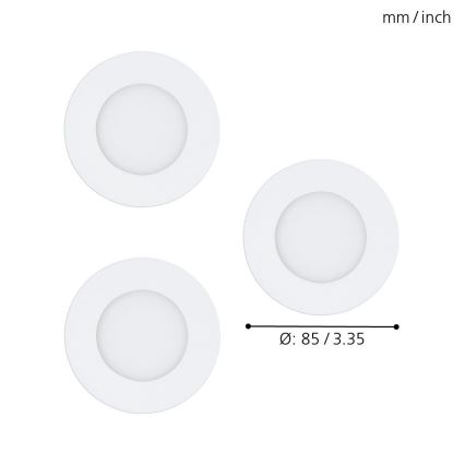 Eglo - Set da 3 faretti da incasso LED RGB dimmerabili FUEVA-C LED/3W/230V Ø 8,5 cm