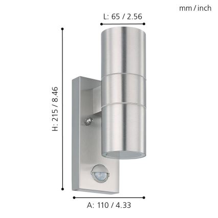 Eglo - Applique a LED  da esterno con sensore 2xGU10/3W/230V IP44