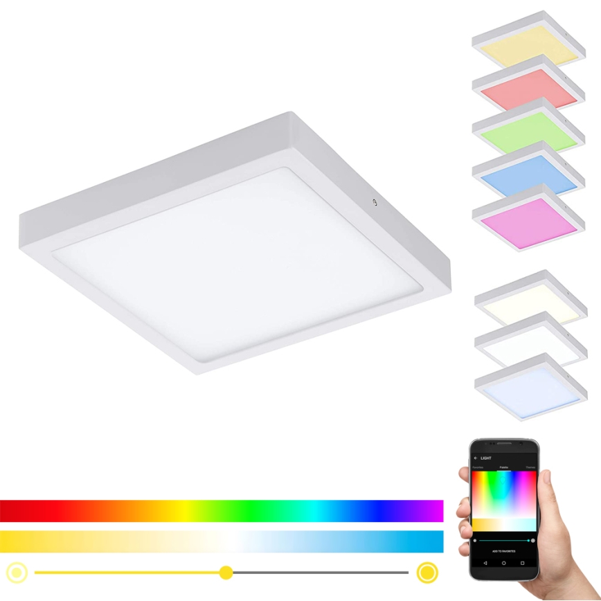 Eglo 33209 - Plafoniera dimmerabile LED RGBW FUEVA-C LED/21W/230V 2700-6500K 30x30 cm bianca