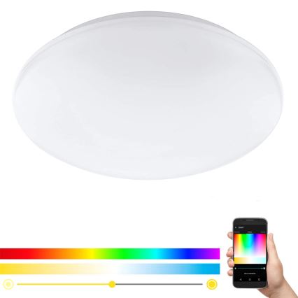 Eglo 33219 - Plafoniera LED RGBW dimmerabile GIRON-C LED/17W/230V Ø 30 cm bianca