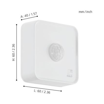 Eglo 33236 - Sensore di movimento da esterno CONNECT SENSOR 3xAA 12 m bianco IP44