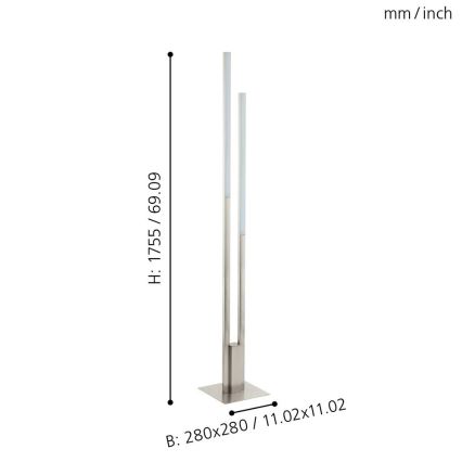 Eglo 33323 - LED RGBW Lampada da terra con dimmer FRAIOLI-C 2xLED/17W/230V 2700-6500K cromo opaco